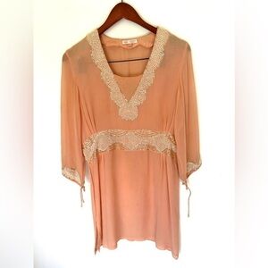 Lotus London silk beaded dress orange salmon